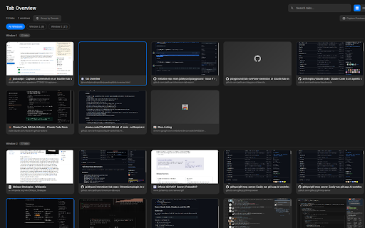 Tab Overview :: A Chrome extension that provides an overview of all open tabs with search and navigation