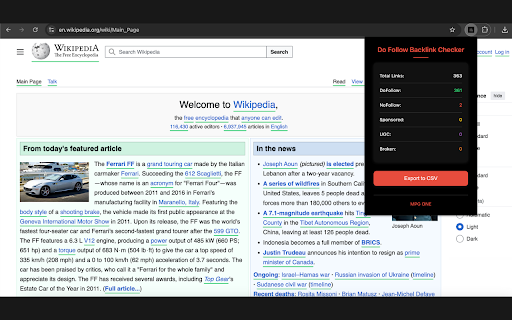 Do Follow Backlink checker - MPG ONE :: Analyze and highlight external links on webpages