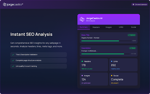 JorgeCastro AI – SEO Analyzer :: Professional on-page SEO analyzer (headers, links, images, social) with accurate counts.