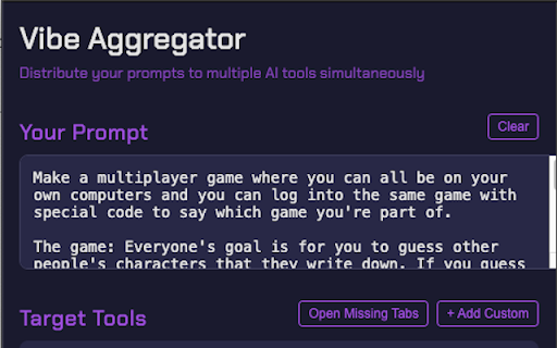 Vibe Extension :: Send the same prompt to multiple AI tools simultaneously