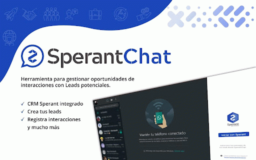 SperantChat :: SperantChat agrega una barra lateral cuando se ingresa a https://web.whatsapp.com/ para enviar comentarios de leads al CRM Sperant.
