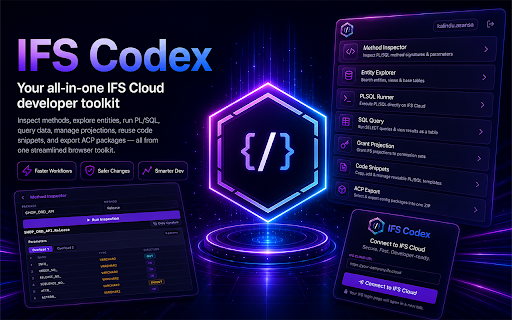 IFS Codex :: Developer toolkit for IFS Cloud — inspect PL/SQL methods, explore entities, run SQL queries, and more