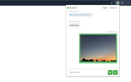 Push Go for Pushbullet :: A lightweight, open-source extension for cross-device pushes via Pushbullet API.