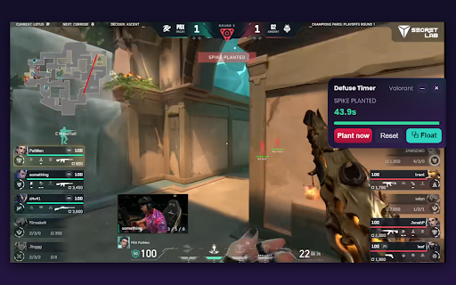 Defuse Timer :: Viewer-side spike/bomb countdown for Valorant & CS2 streams. Auto-detects the plant from the stream and runs a detonation timer.