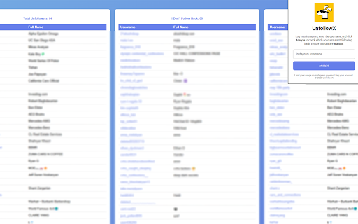UnfollowX :: Analyze Instagram followers and followings.