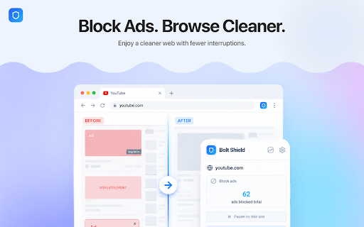 Ad Blocker & Free VPN - Bolt Shield :: Block ads, trackers & cookie banners. Browse privately with a built-in VPN across worldwide locations. Fast, light, free.