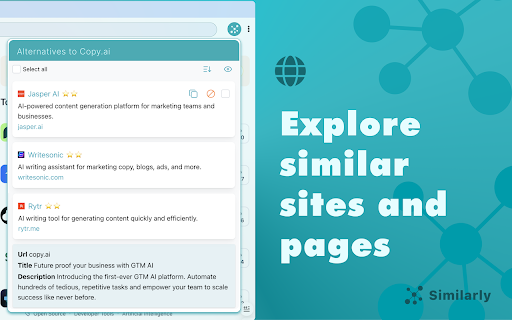 Similarly - similar websites & webpages :: Shows top alternatives to any webpage or website