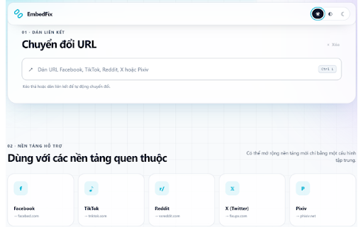 EmbedFix :: Chuyển liên kết mạng xã hội thành URL nhúng tối ưu, nhanh chóng và riêng tư.