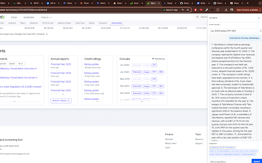 Screener Transcript Helper :: Adds a button to ask questions about PDF transcripts found on Screener.in.