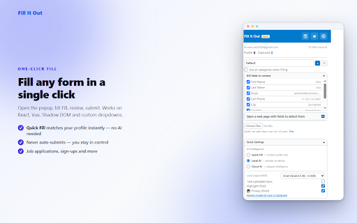 Fill It Out :: AI-powered smart form filler. Fill any form automatically while keeping your data private.