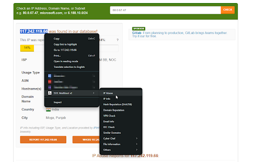 SOC Multitool v2 :: A tool for quick lookups of IPs, domains, and more.
