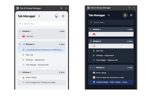 Tab & Group Manager :: A tab manager with vertical view designed for developers