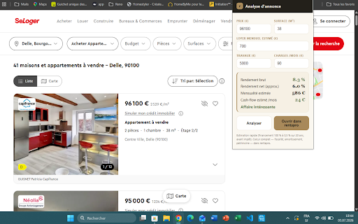 rentapro — Analyse d'annonce :: Saisis prix, surface et loyer d'une annonce et envoie l'analyse dans rentapro.