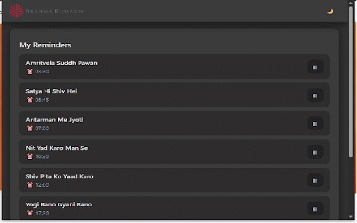 Brahma Kumaris Traffic Control :: A Chrome extension reminding you to practice thought control, remember Shiv Baba, and churn Murli points while working.
