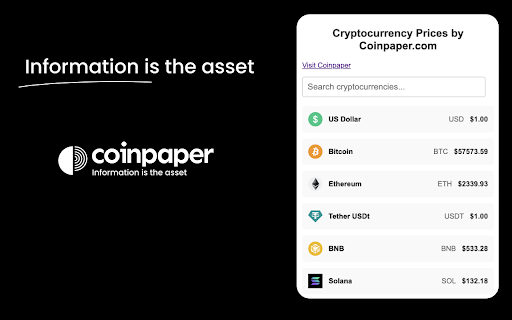 Cryptocurrency Prices by Coinpaper.com :: Displays cryptocurrency prices by Coinpaper.com