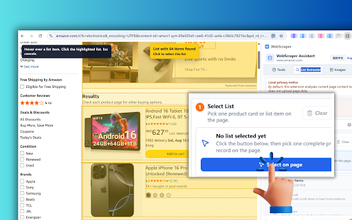 WebScraper Assistant - List Extractor & Image Downloader :: No-code web scraper and image downloader for lists, tables, product data, search results, and page images. Export CSV or JSON.
