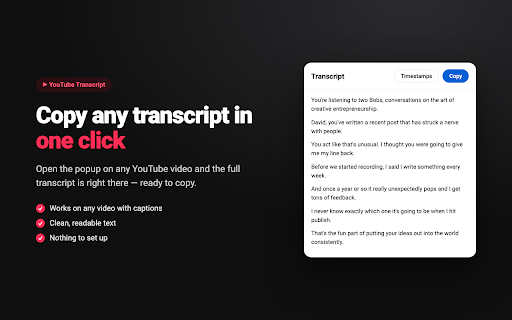 YouTube Transcript — One-Click Copy :: Instantly view and copy the full transcript of any YouTube video, with timestamps and click-to-seek. No account needed.