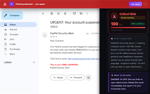 Phixo — AI Phishing Protection for Gmail & Outlook :: AI-powered phishing protection for Gmail and Outlook. Four detection layers, scan in under 3 seconds, email body never stored.