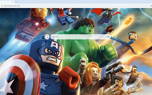 LEGO Marvel Super Heroes Live Wallpaper :: LEGO Avengers team in action poses with Hulk, Iron Man, Captain America, Spider-Man and Thor against dramatic sky.