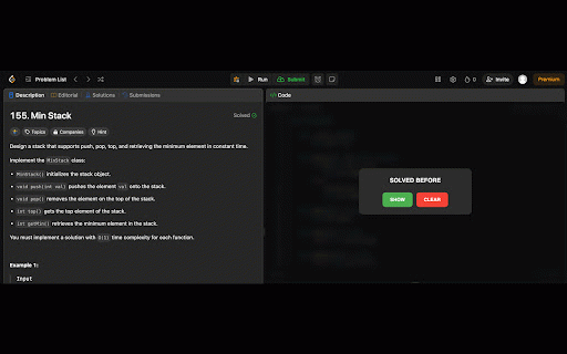 ReSolve: LeetCode Solution Hider :: Blur previously solved LeetCode problems, avoid seeing them by accident.
