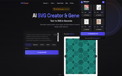 SVG Grabber by SVG Genie :: Extract and download SVGs from any webpage. Grab inline SVGs, images, and CSS backgrounds in one click.