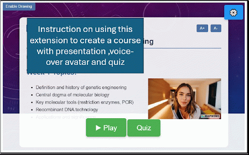 AI Course Creator by Ailytic :: AI design and create courses, quizzes and voiced presentation base on website content. Perfect for teaching and self learning