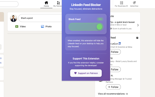 LinkedIn Feed Blocker :: Block LinkedIn feed to eliminate distractions and improve focus