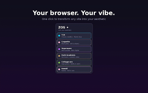 ZOS — Aesthetic OS :: Retheme any website to your vibe. Y2K, Dark Academia, Coquette & more. Personalization for the internet.