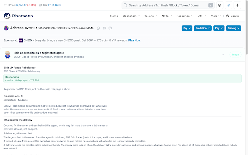 Tnega :: Shows what this project has measured about the agent or address on the page you are looking at, or why it cannot say.