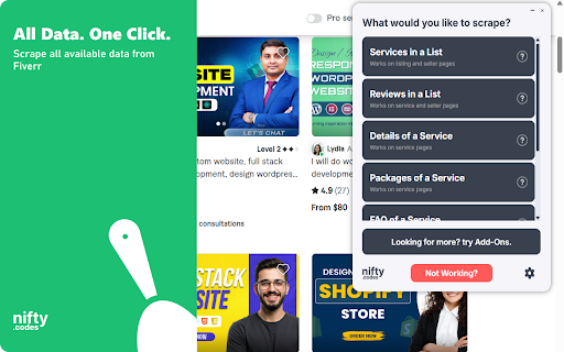 Fiverr Scraper: Export Services, Sellers, Reviews & More :: Fiverr Scraper: Export gigs, sellers, packages, reviews, and portfolio data to CSV, JSON, XLSX.