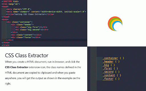 CSS Class Extractor :: Extract all the defined classes to the clipboard and paste it anywhere as you wish.