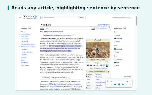 Lullula – Text to Speech & Read Aloud :: Text to speech reader for webpages, Google Docs, PDFs & EPUBs. Read aloud with natural AI voices, highlighting, and saved position.