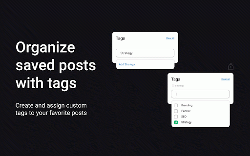 Tomo - Organize Saved LinkedIn® Posts :: Tag, Filter and Search your saved LinkedIn® posts to easily reference your favorite content.
