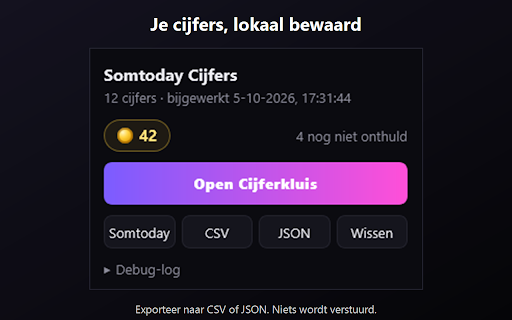 Somtoday Cijfers :: Vangt je eigen cijfers op uit Somtoday. Onthul ze in de Cijferkluis en verdien coins. Met SomMod geef je Somtoday een eigen look.