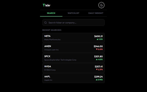 Tickr - Live Stock Dashboard :: Live stock data, news, and insights — right in your browser.