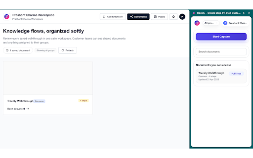 Tracely – Create Step-by-Step Guides Instantly :: Automatically capture clicks and turn any workflow into a clean, shareable guide.