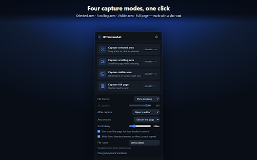 KT Screenshot — Full Page Screen Capture & Editor :: Capture full page, scrolling or selected area — then annotate, blur & pixelate. Fast, private, free, no sign-up.