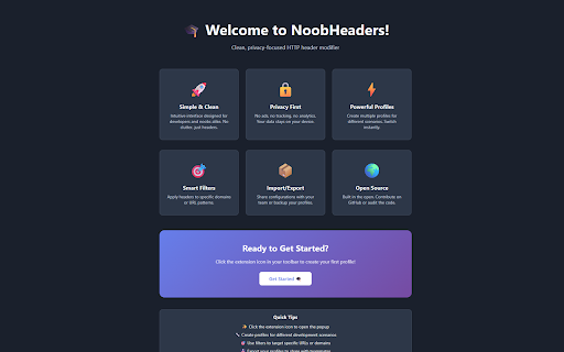 NoobHeaders :: Simple, local-first HTTP header modifier for developers and noobs. No ads, no tracking.