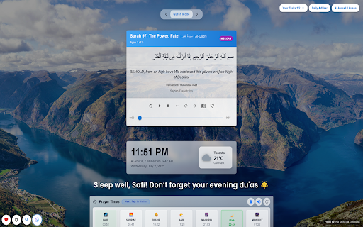 IlmTab - Islamic New Tab :: Islamic new tab with prayer times, Quran verses, hadith, adhkar, and beautiful Islamic content for daily spiritual connection.