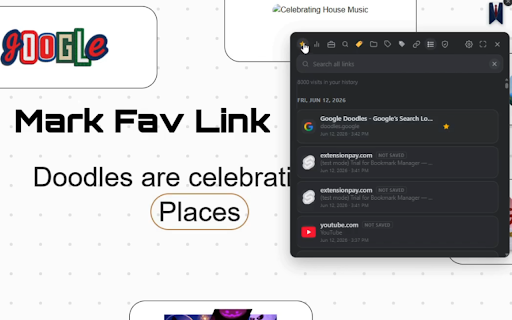 Bookmark Manager :: A floating, draggable bookmark manager that sorts your saved links into clean categories and follows you across the web.