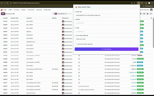 Odoo Smart Filter :: Inspect and browse Odoo model field values.