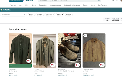 Vinted Favs - Filter & Sort :: Powerful filtering, sorting, and organization tools for your Vinted favourites