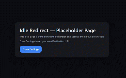 Idle Redirect :: Redirect the active tab to a chosen page after a user-defined period of inactivity.
