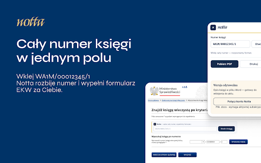 Notta — księgi wieczyste :: Rozszerzenie Notta do pracy z Elektronicznymi Księgami Wieczystymi (EKW)