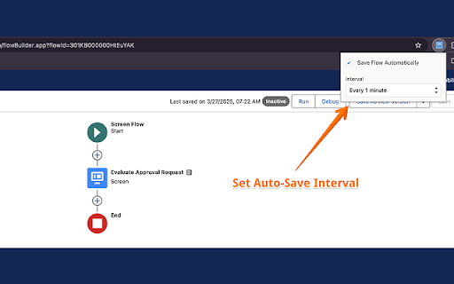 Salesforce Flow Autosaver :: Automatically saves Salesforce Flows at configurable intervals.