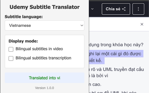 Udemy Subtitle Translator :: Translate Udemy subtitles from English to other languages, support bilingual display and caption export