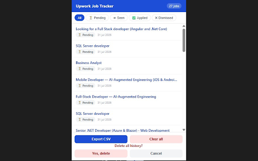 Upwork Job Tracker :: Track and triage Upwork job postings directly from your feed.