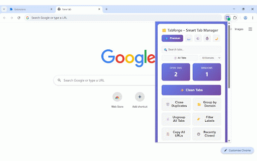 Tabforge – Smart Tab Manager :: Organize and manage browser tabs with ease. Close duplicate tabs, group tabs by domain, and improve productivity.
