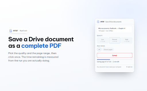4PDF — Lưu tài liệu Google Drive thành PDF :: Lưu tài liệu Google Drive bạn đã có quyền xem thành PDF, bằng chính phiên đăng nhập của bạn.