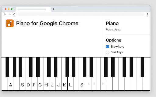 Piano for Google Chrome :: Play a two-octave piano keyboard right from your browser toolbar.